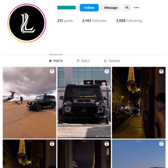 2K Luxury Cars Lifestyle Instagram Account for sale