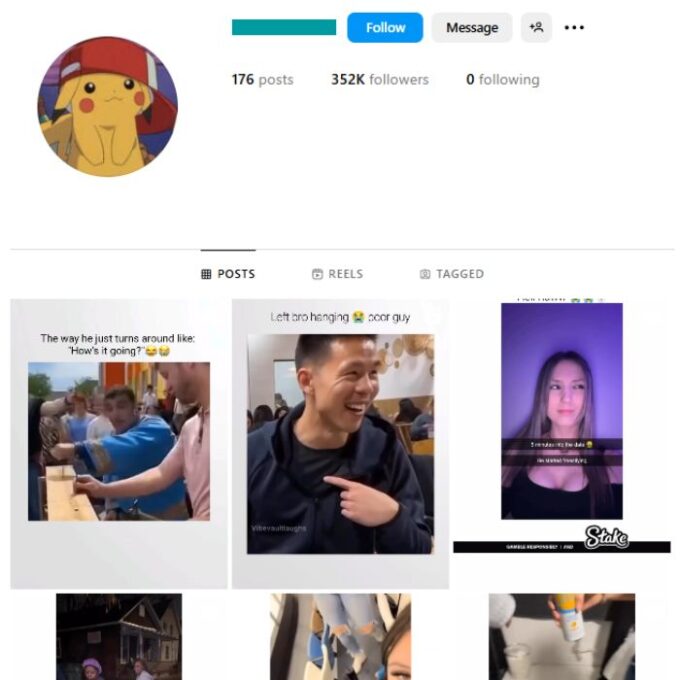 350K Memes Funny Videos Instagram Account for sale