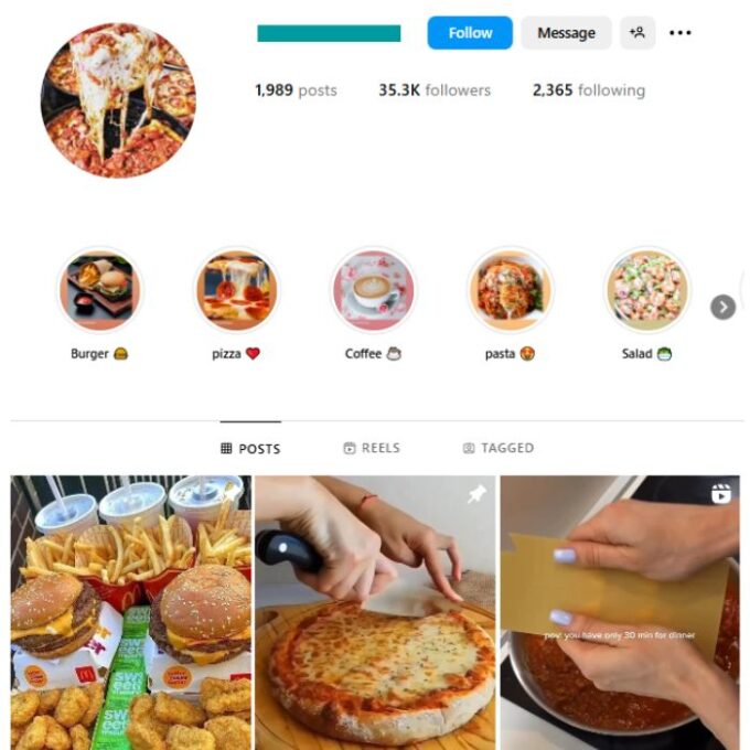 35K Burgers Fast Food Instagram Account for sale