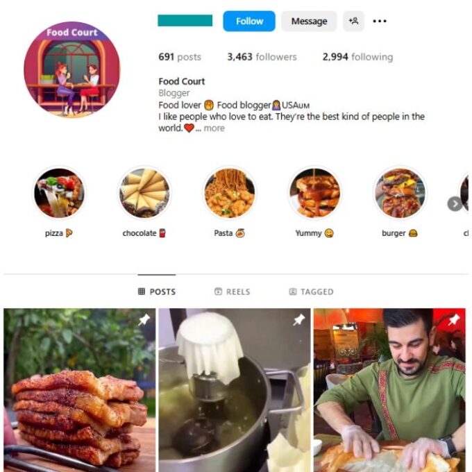 3K Culinary Art Instagram Account for sale