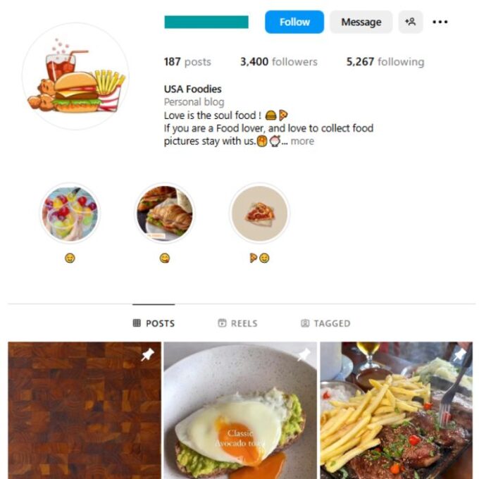 3K Fast Food Instagram Account for sale