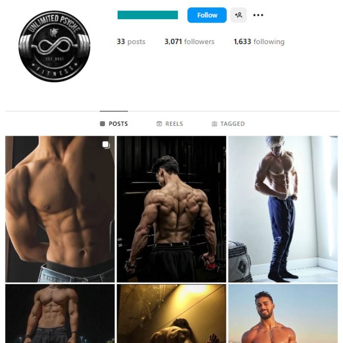 3K Gym Workout Instagram Account for sale