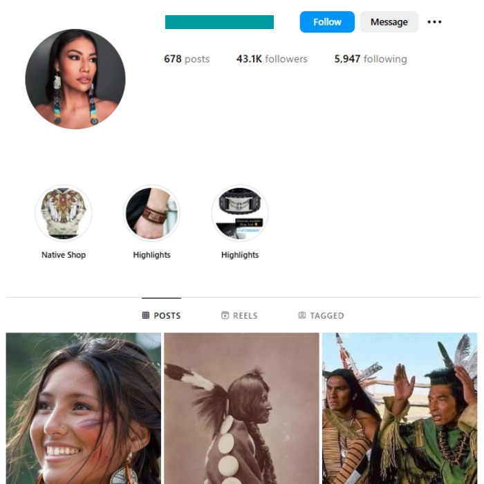 40K Native Americans Models Instagram Account for sale