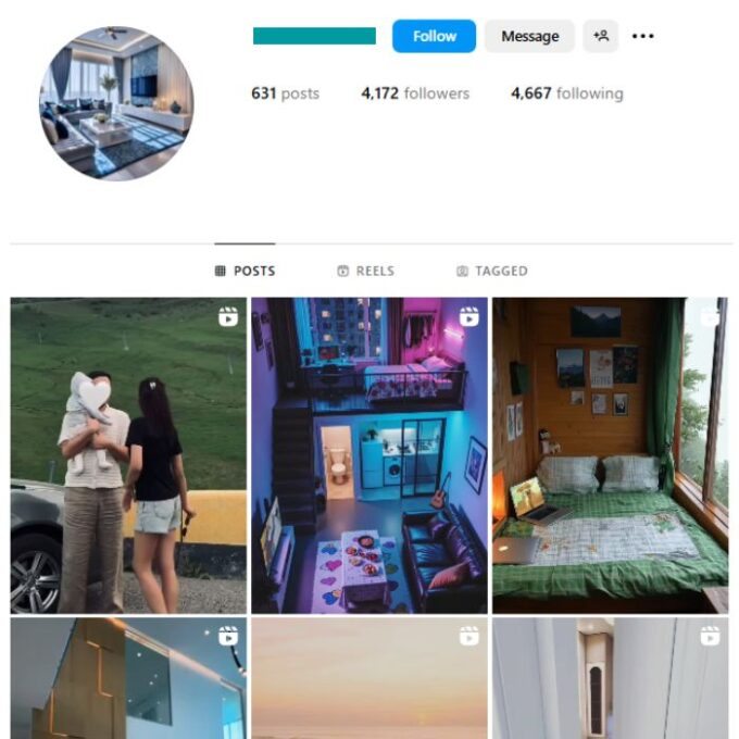 4K Luxury Interior Home Instagram Account for sale