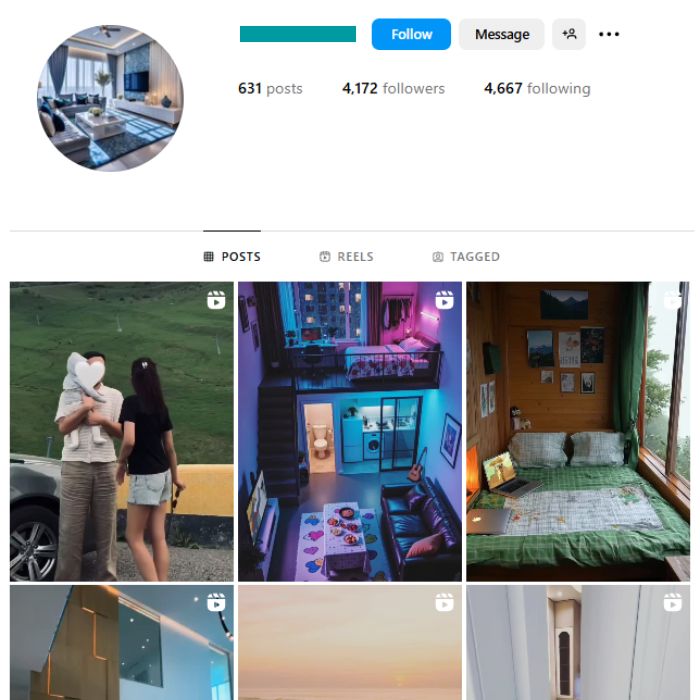 4K Luxury Interior Home Instagram Account for sale