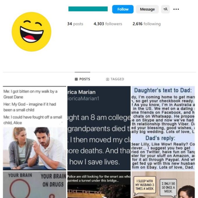 4K Memes Humor Instagram Account for sale