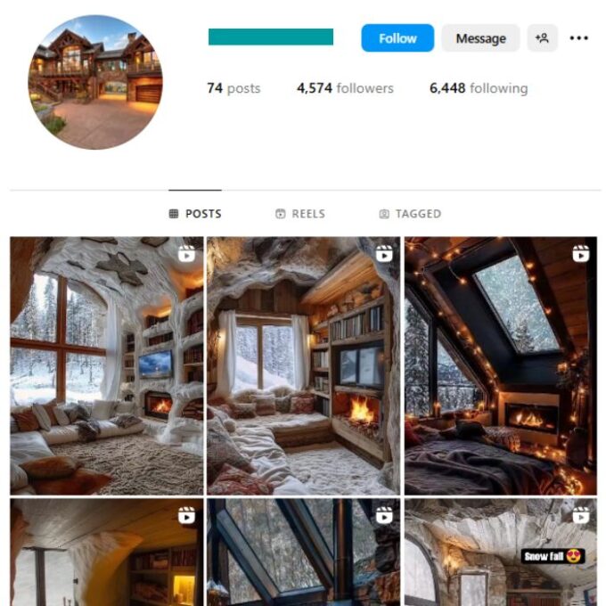 4K Tiny Houses Interior Instagram Account for sale