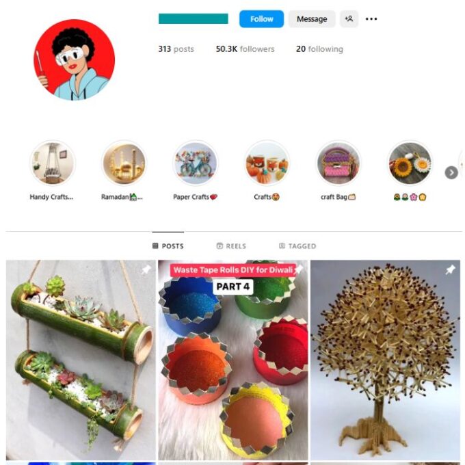 50K Crafts Arts & Design Instagram Account for sale