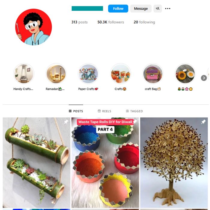 50K Crafts Arts & Design Instagram Account for sale