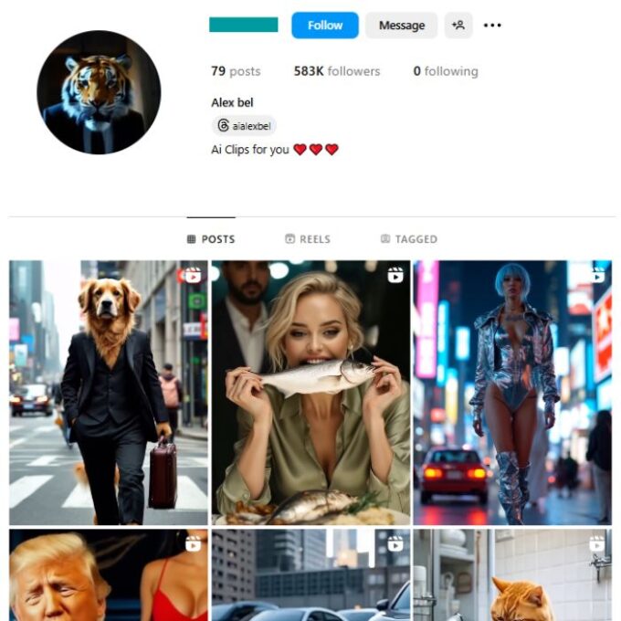580K AI Clips Instagram Account for sale