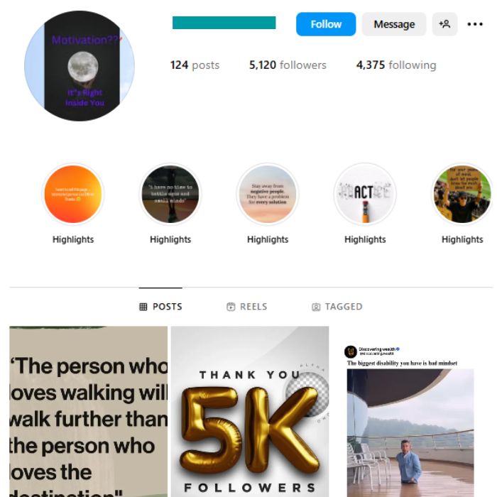 5K Motivation Quotes Instagram Account for sale