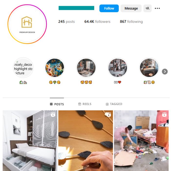 60K Home Decor Interior Instagram Account for sale