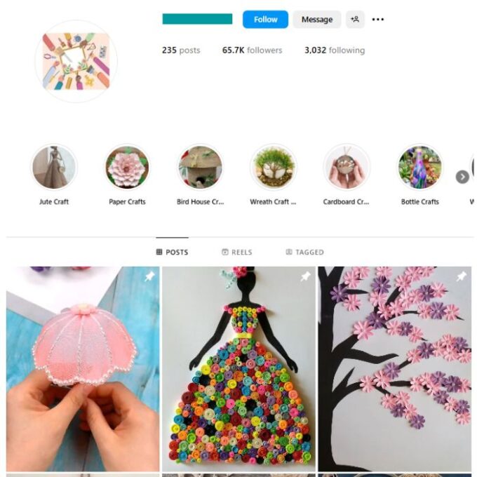65K Handicraft Art Instagram Account for sale