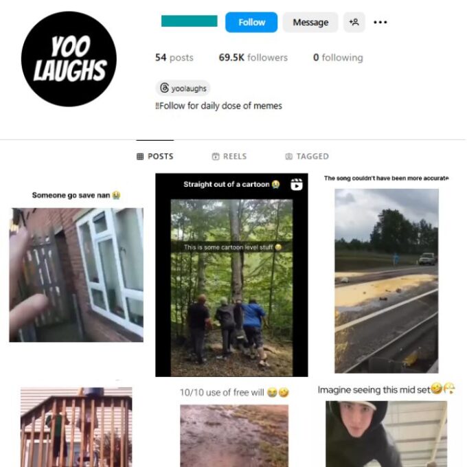 69K Funny Videos Memes Instagram Account for sale