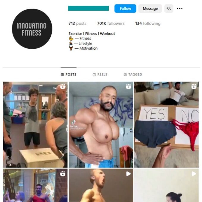 700K Fitness Funny Workout Instagram Account for sale