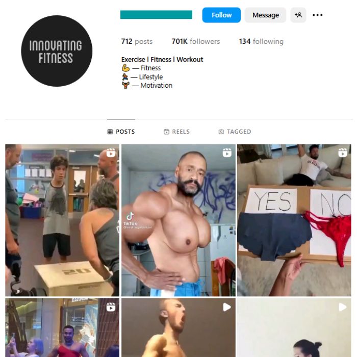 700K Fitness Funny Workout Instagram Account for sale