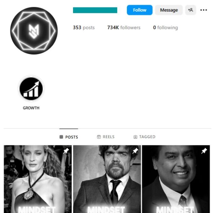 730K Success Motivation Instagram Account for sale