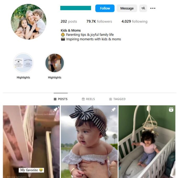 75K Kids Babies Instagram Account for sale
