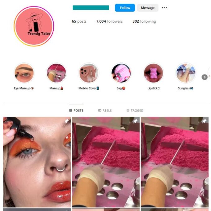 7K Makeup Cosmetics Instagram Account for sale