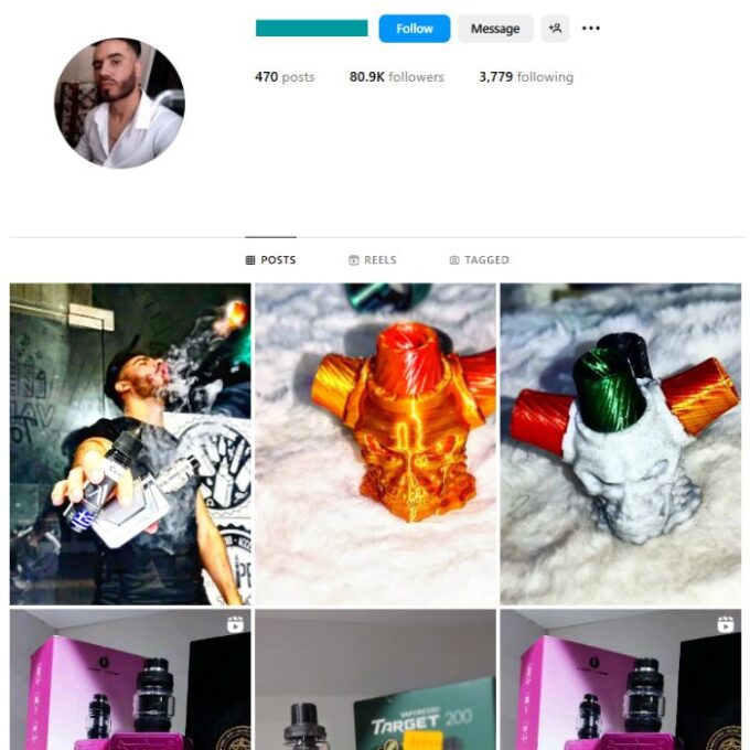 80K Smoke Vape Instagram Account for sale