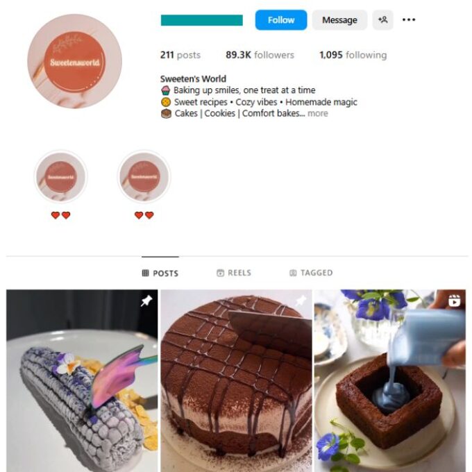 85K Sweets Desserts Instagram Account for sale