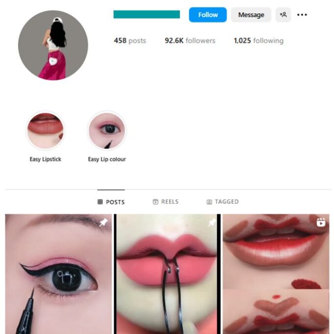 90K Eyelashes Beauty Instagram Account for sale