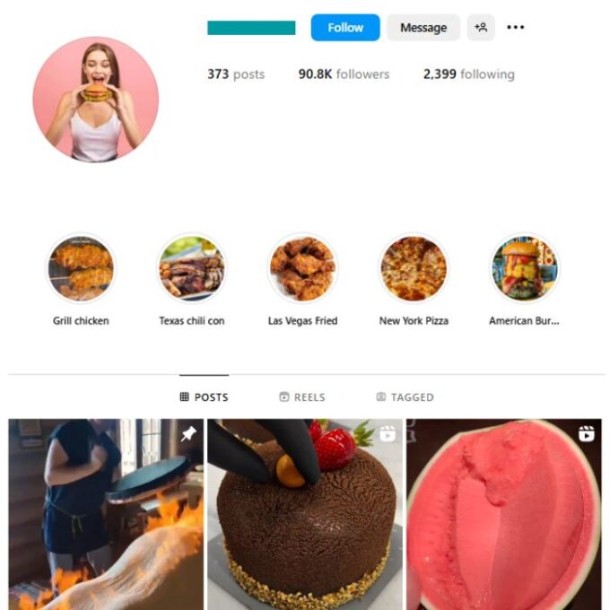 90K Food Reels Instagram Account for sale