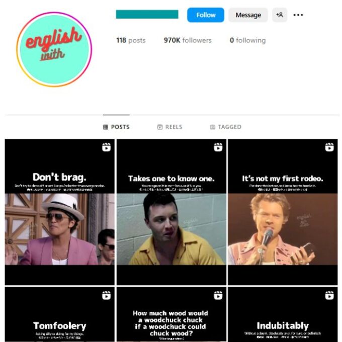 960K Learn English Instagram Account for sale