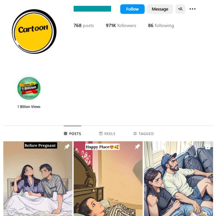 970K Comic Love Relationship Instagram Account for sale