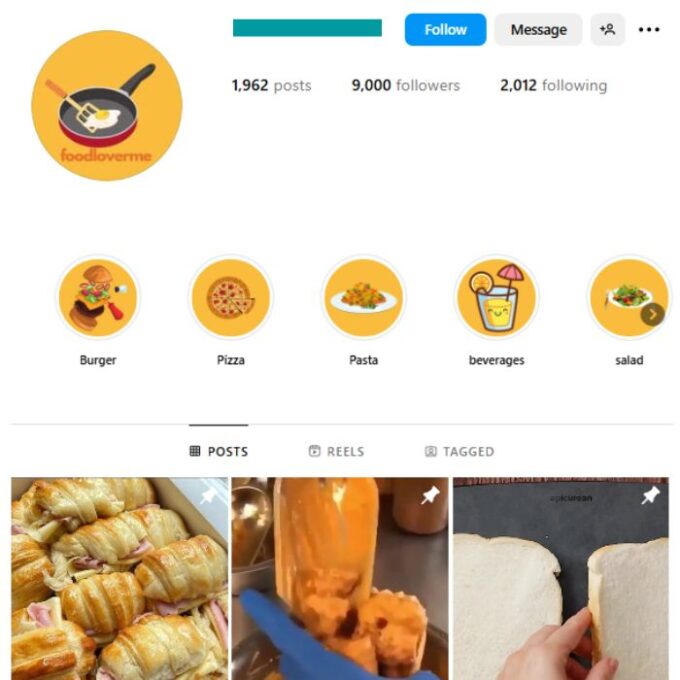 9K Food Nutrition Instagram Account for sale