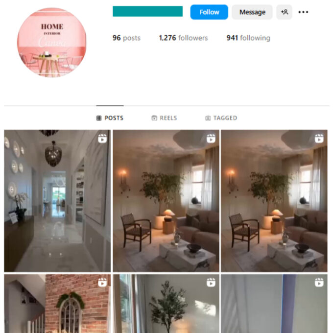 1K Aesthetic Home Interior Instagram Account for sale