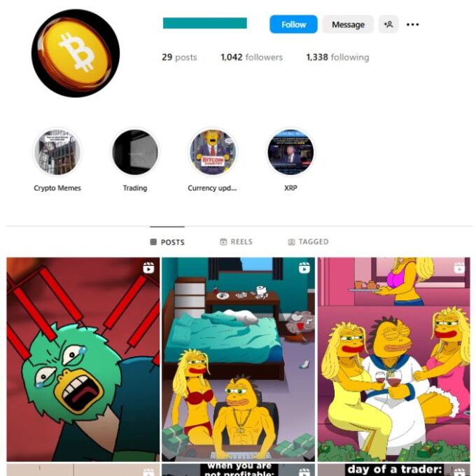 1K Finance Crypto Instagram Account for sale