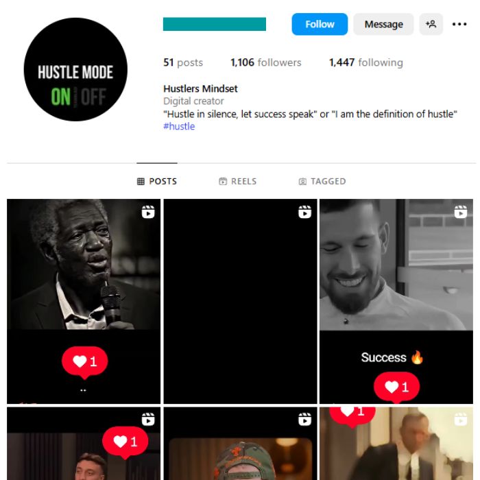 1K Hustler Motivation Instagram Account for sale