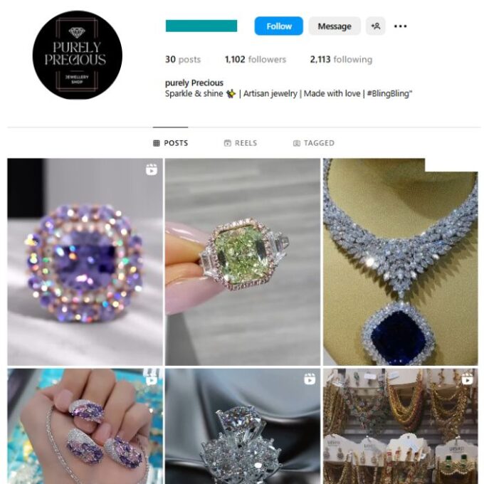 1K Jewelry Gemstones Instagram Account for sale