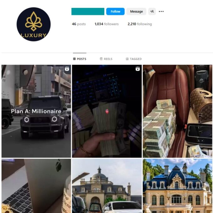 1K Luxury Lifestyle Instagram Account for Sale