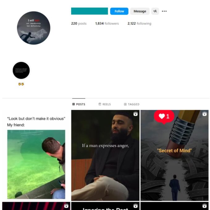 1K Motivational Quotes Instagram Account for Sale