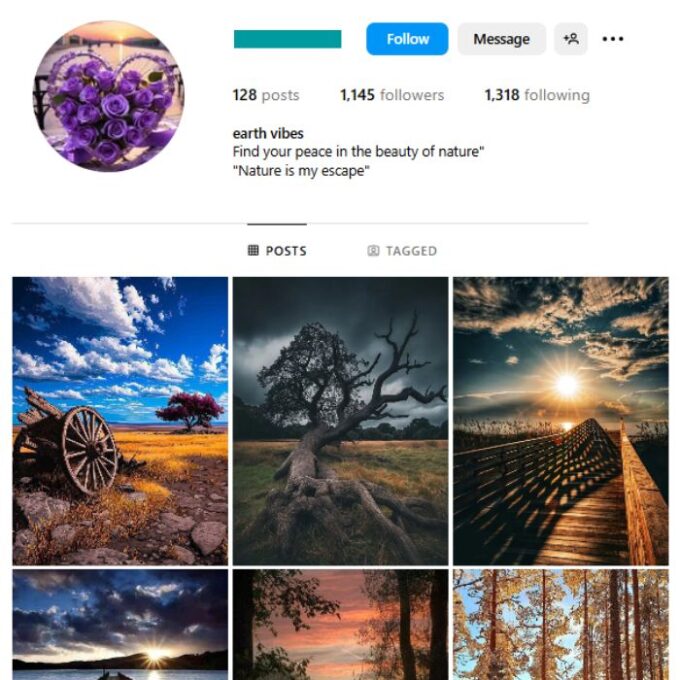1K Nature Landscapes Instagram Account for sale