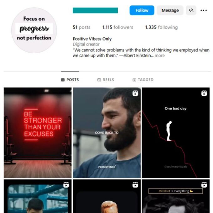 1K Positivity Quotes Instagram Account for sale
