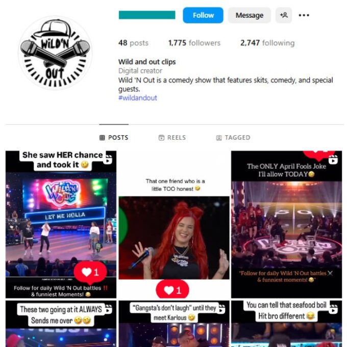 1K Wild 'N Out Show Instagram Account for sale