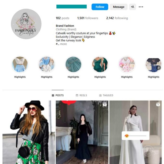 1K Women's Dresses Instagram Account for sale