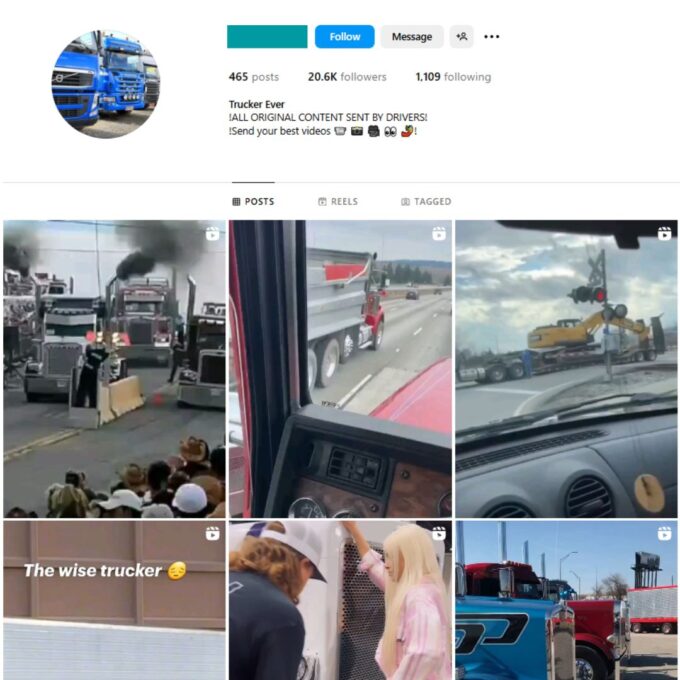 20K Automotive Trucker Instagram Account for Sale