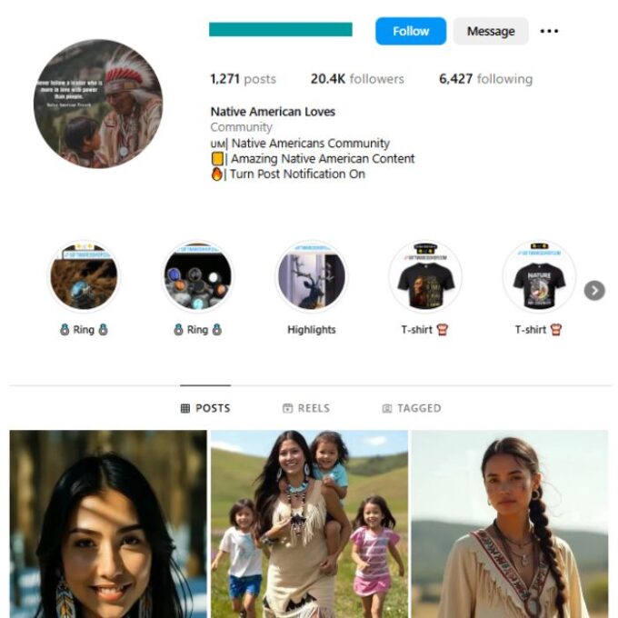 20K Native Americans Models Instagram Account for sale