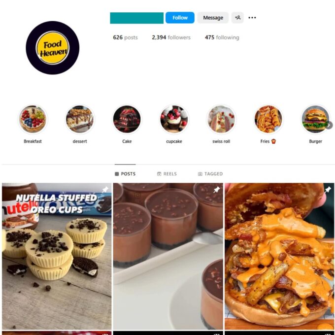2K Food Cooking Instagram Account for Sale