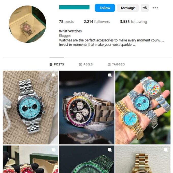 2K High End Watches Instagram Account for sale