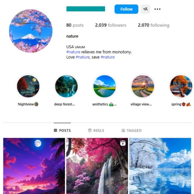 2K Nature Explore Instagram Account for sale