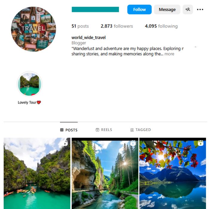 2K Nature Travel Instagram Account for sale