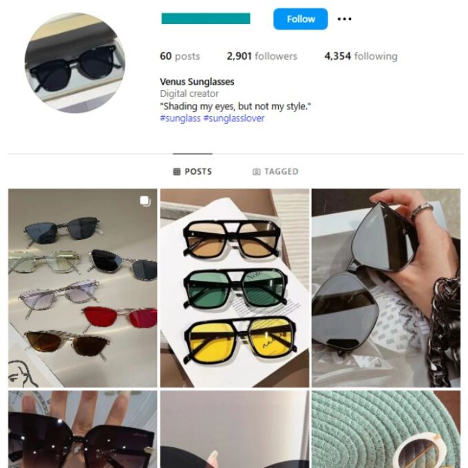 2K Women's Sunglasses Instagram Account for sale