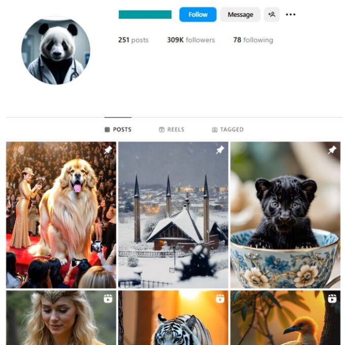 300K Artificial Intelligence Animals Instagram Account for sale