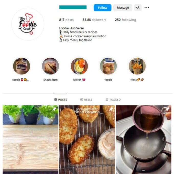 30K Food Cooking Instagram Account for sale