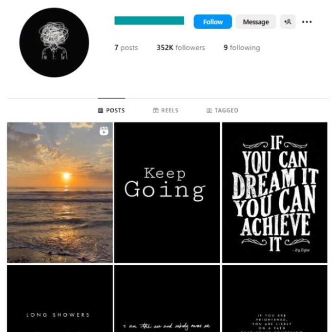 350K Motivation Quotes Instagram Account for sale